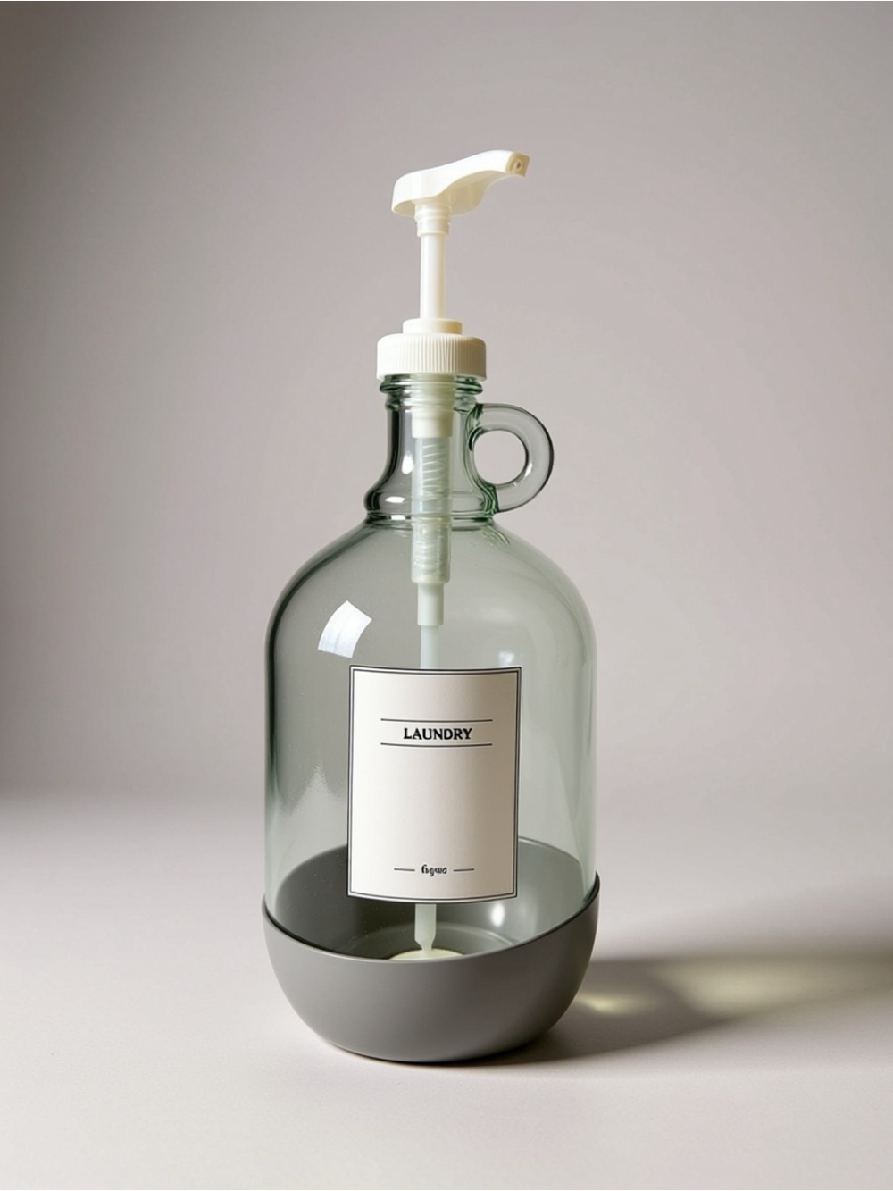 Laundry Liquid Dispenser Bottle with Pump - White & Gray